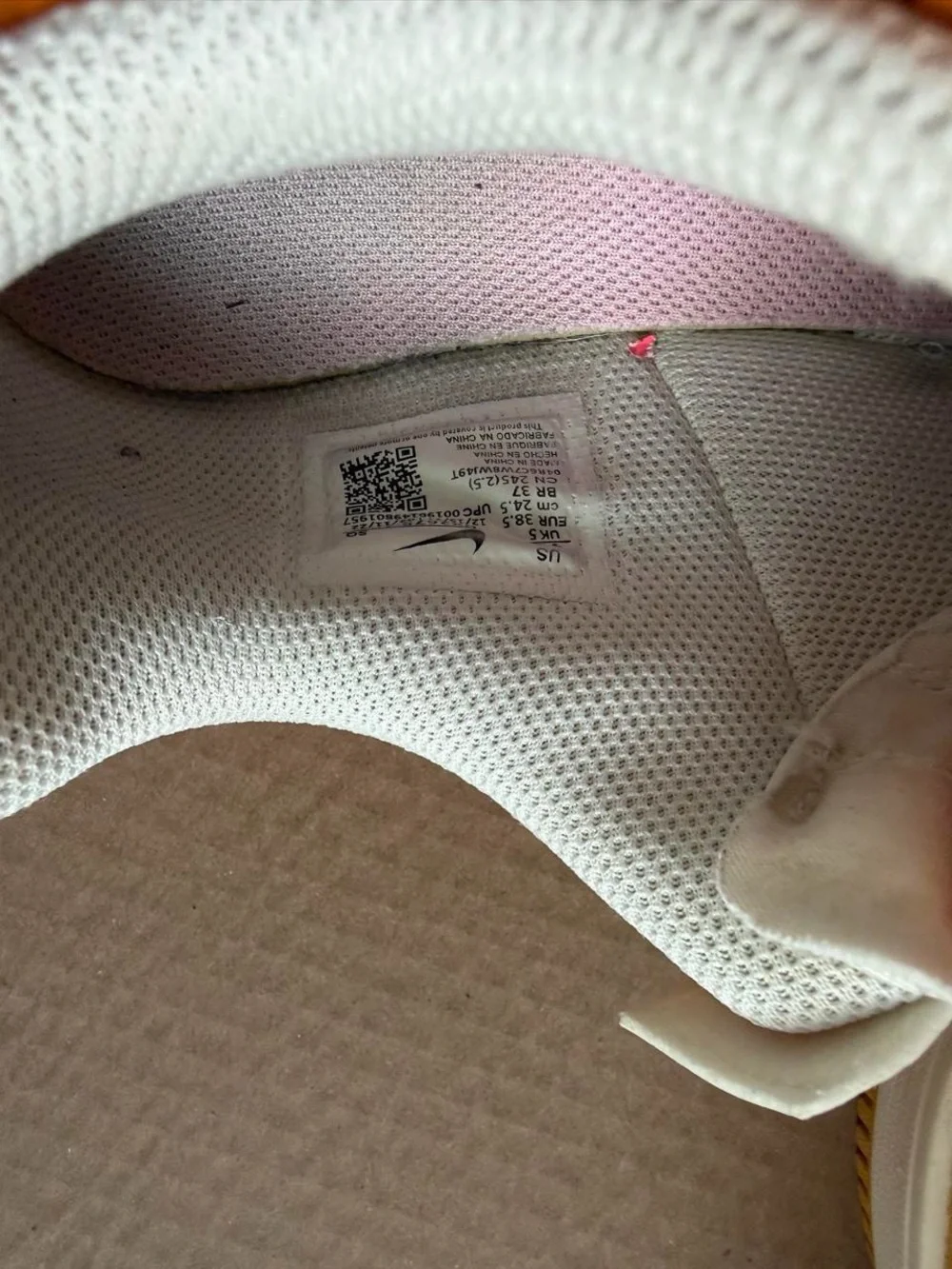 Nike White Sneakers with Pink & Yellow Accents - Picture 6 of 7